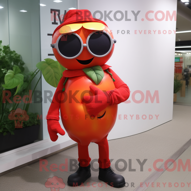 Fantasia de mascote de um Tomate com jegging e óculos - Mascotes de tomate - REBROKO_376101 - RedBrokoly.com