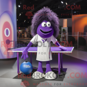 Maskot karakter af et lilla...