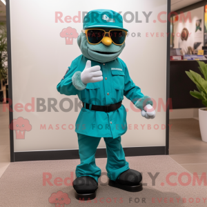 Mascot character of a Teal...