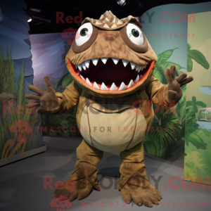 Mascot character of a Tan...