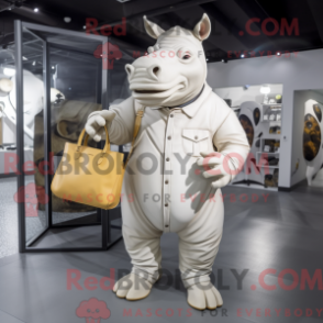 Característica de máscara de um vestido curto com macacão e mãos - Mascotes rinoceronte - REBROKO_376208 - RedBrokoly.com