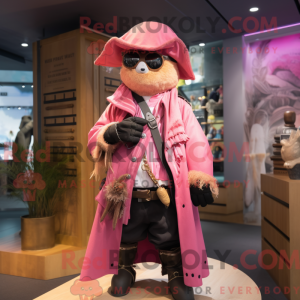 Maskottchenfigur eines rosa...