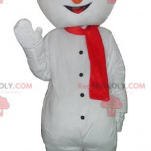 Reusachtige en glimlachende sneeuwmanmascotte - Redbrokoly.com