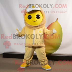Fantasia de mascote de um Limão Bege com macacão e gorros - Mascotes de limão - REBROKO_376407 - RedBrokoly.com