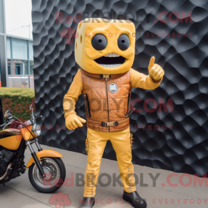 Mascottefiguur van een gele...