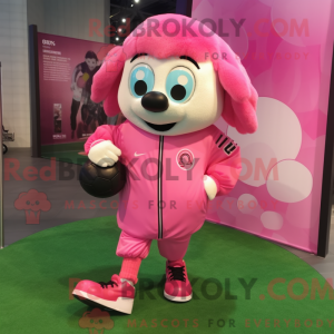 Mascottefiguur van een roze...