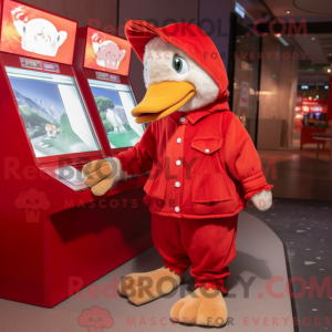 Maskot postava červené husy...
