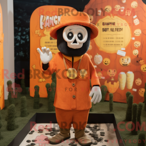 Maskotfigur af en orange...