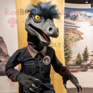 Svart Utahraptor maskot...