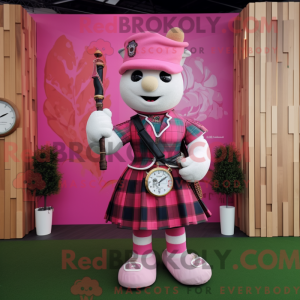 Maskot-karakter av en rosa...
