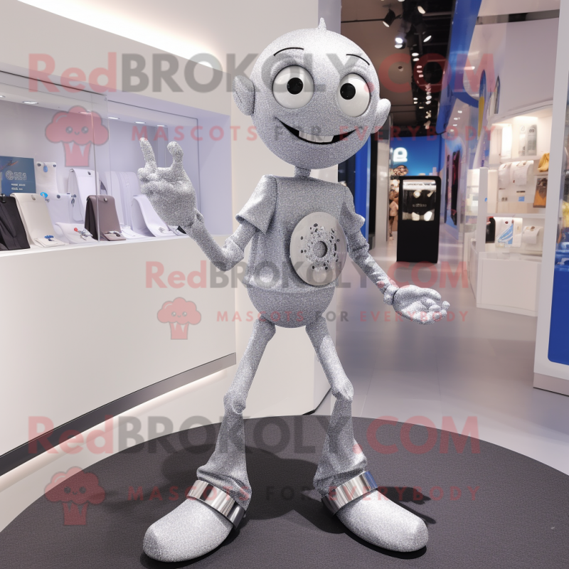 Silver Bracelet mascot costume character dressed with a Bootcut Jeans and Clutch bags Silver Bracelet mascot costume character dressed with a Bootcut Jeans and Clutch bags