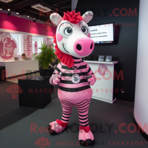 Maskotkarakter av en rosa...