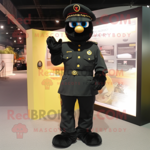 Black Commando mascot costume character dressed with a Culottes and Coin purses
