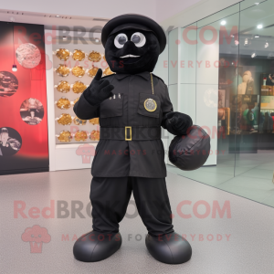 Black Commando mascot costume character dressed with a Culottes and Coin purses