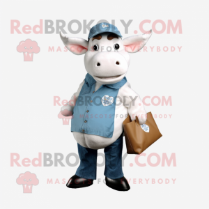 White Cow maskot draktfigur...