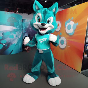 Teal Fox mascotte kostuum...