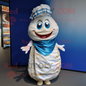 nan Oyster mascot costume character dressed with a Wrap Skirt and Headbands
