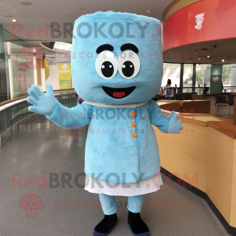 Sky Blue Fried Rice mascot costume character dressed with a Vest and Cufflinks