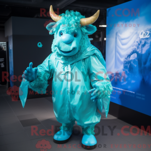 Mascot character of a Cyan...