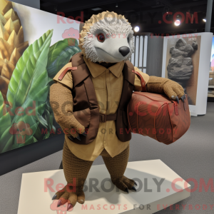 Maskot karaktär av en brun...