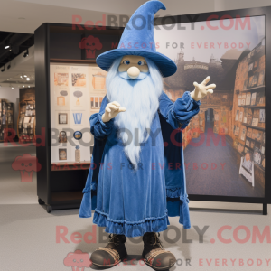 Maskot karakter af en blå...