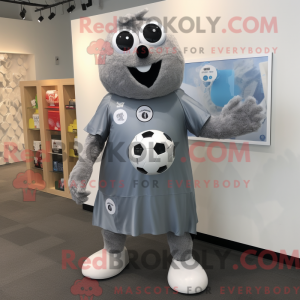 Maskotfigur af en grå...