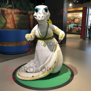 Vit Anaconda maskot kostym...