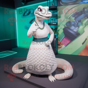 Vit Anaconda maskot kostym...