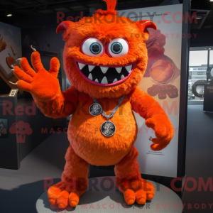 Maskot postava oranžového...