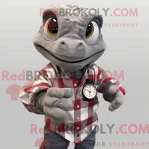 Mascot karakter van grijze...
