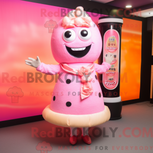 Maskotkarakter af en Pink...
