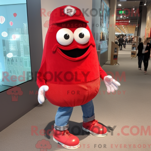 Mascottefiguur van een rode...
