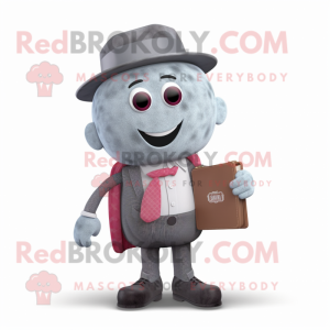 Gray Raspberry mascot costume character dressed with a Boyfriend Jeans and Pocket squares