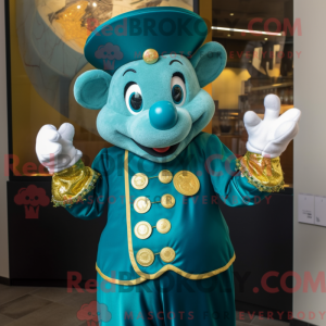 Maskot-karakter av en Teal...