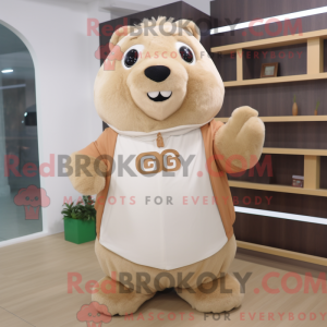 Mascot character of a Beige...
