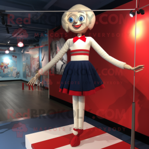 nan Tightrope Walker mascot costume character dressed with a Pencil Skirt and Foot pads