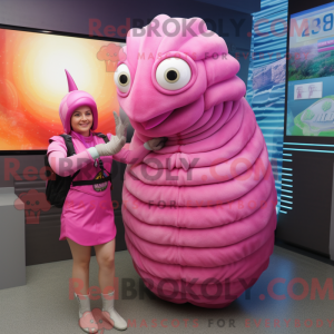 Maskottchen eines rosa...