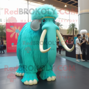 Cyan Mammoth maskot kostume...