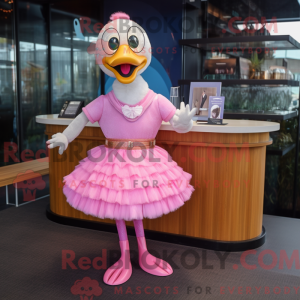 Maskotkarakter av en rosa...