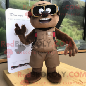 Fantasia de mascote de commando marrom com sunga e tornozeleiras - Mascotes de comando - REBROKO_378019 - RedBrokoly.com