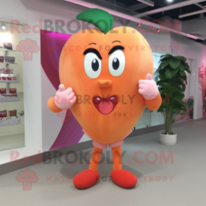 Peach Heart mascot costume character dressed with a Tank Top and Shoe clips