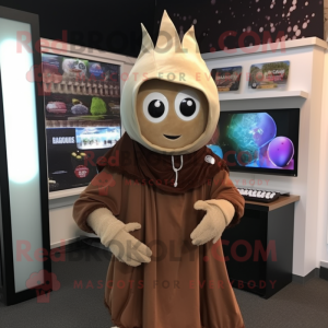 Brown Onion mascot costume character dressed with a Hoodie and Scarf clips