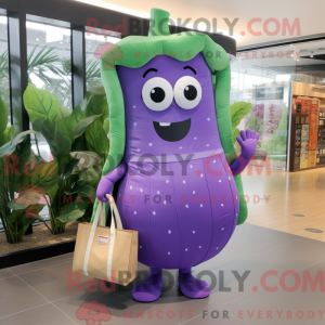 Maskot karakter af en lilla...