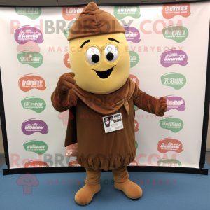 Brown Onion mascot costume character dressed with a Hoodie and Scarf clips