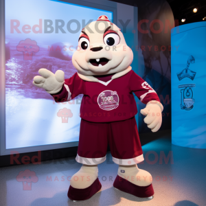 Maroon Cod mascot costume character dressed with a Shorts and Gloves