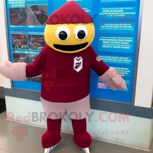 Maroon Cod mascot costume character dressed with a Shorts and Gloves