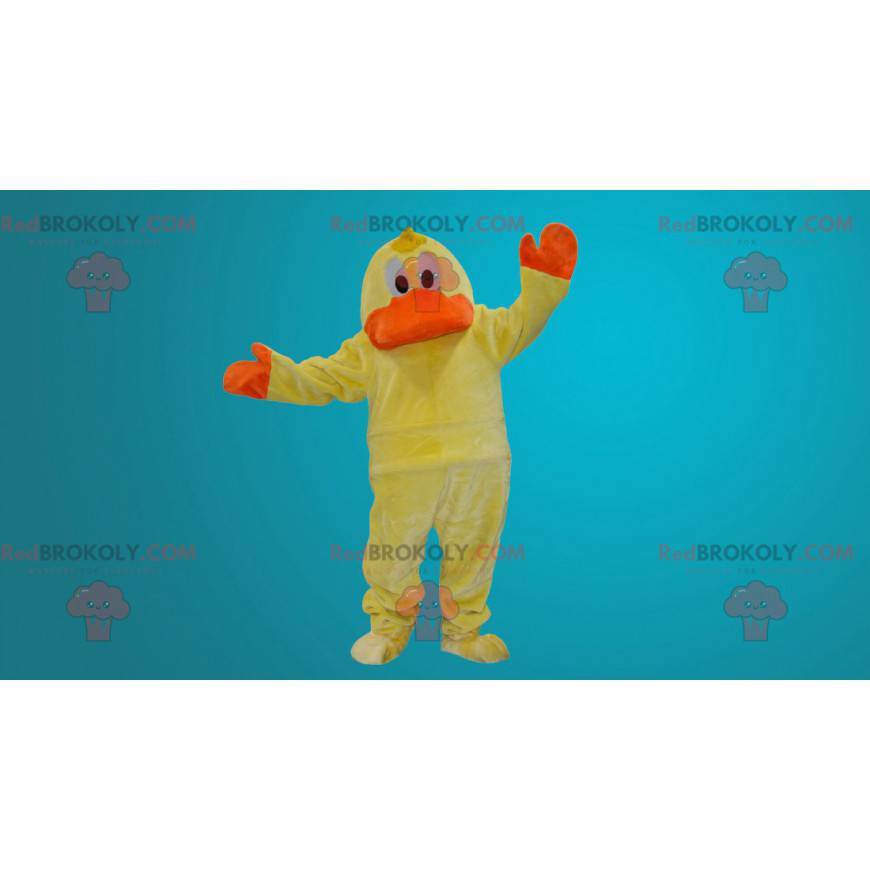 Gelbes und orange Entenmaskottchen - Redbrokoly.com