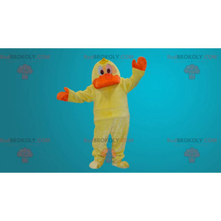 Mascote de pato amarelo e laranja - Redbrokoly.com