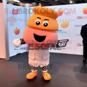 Peach Boxing Glove mascot costume character dressed with a Bomber Jacket and Pocket squares