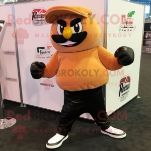 Peach Boxing Glove mascot costume character dressed with a Bomber Jacket and Pocket squares